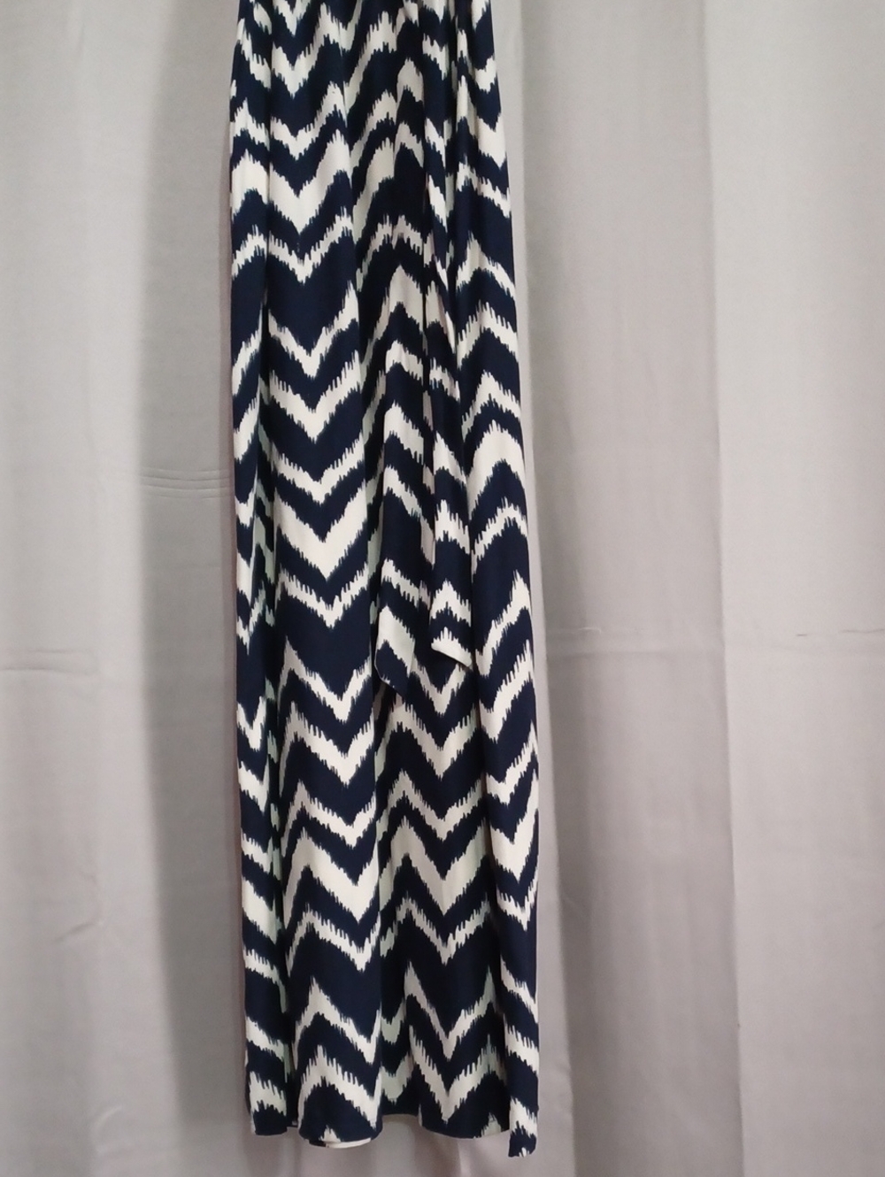 Allison Brittney Chevron Maxi Dress Elastic Off Shoulder Neck Tie Waist Stretch - Picture 7 of 14